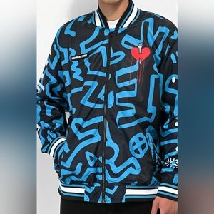 Members Only x Keith Haring Blue Tokyo Pop Bomber Jacket